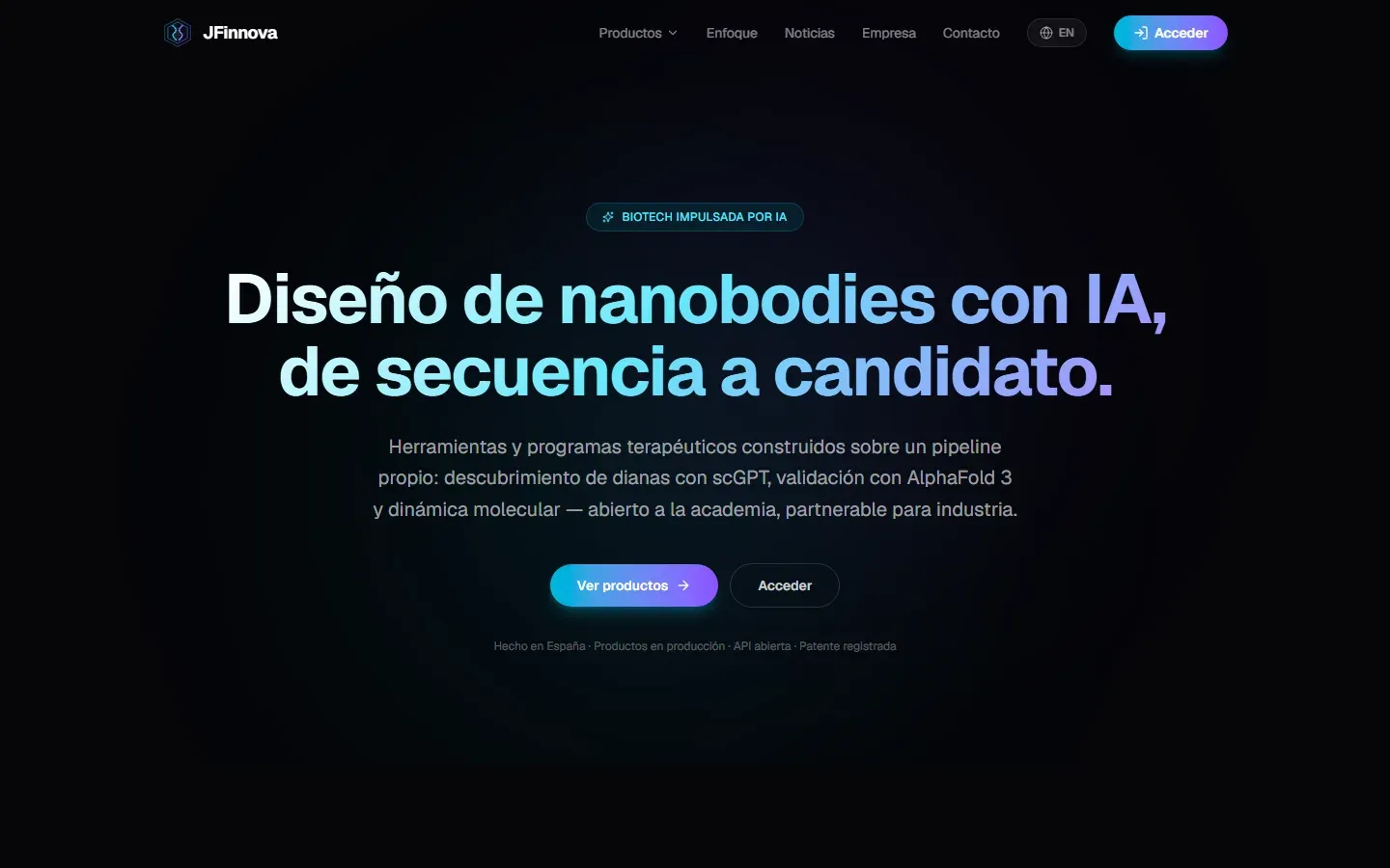 Primera pantalla de jfinnova.es en un ordenador